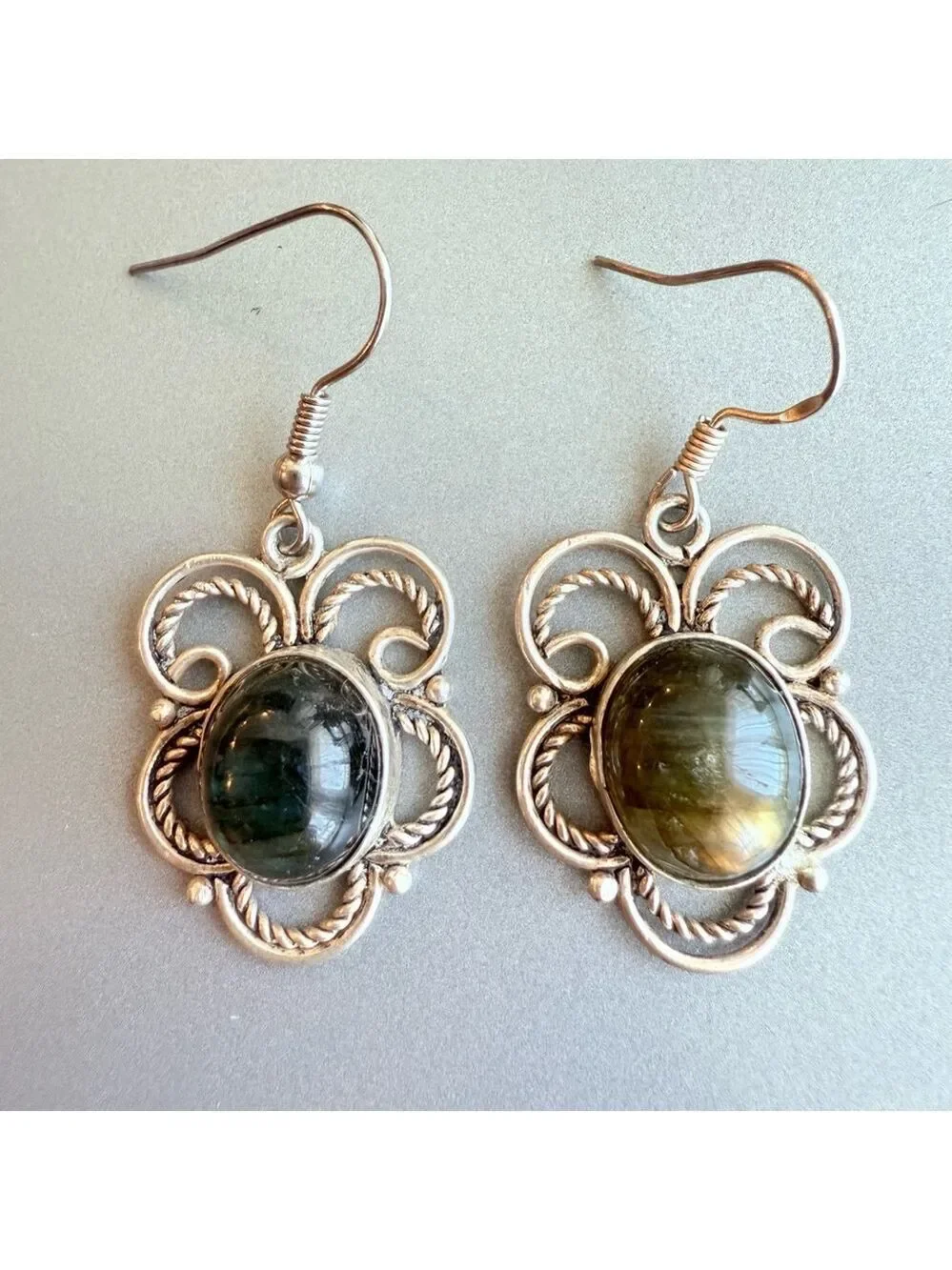Labradorite Gemstone 925 Sterling Silver Butterfly Scroll Artisan Hook E…